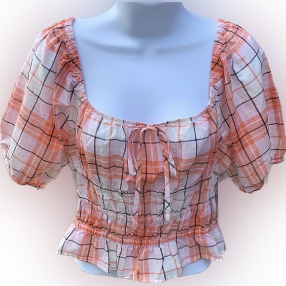 Abound Tops - Blouse, coral pink adley plaid top